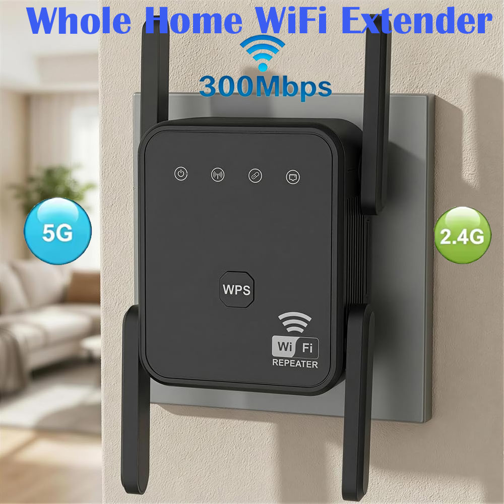 Home Security Service - Nowy wzmacniacz WiFi 2026, 300Mbps, 2.4GHz,