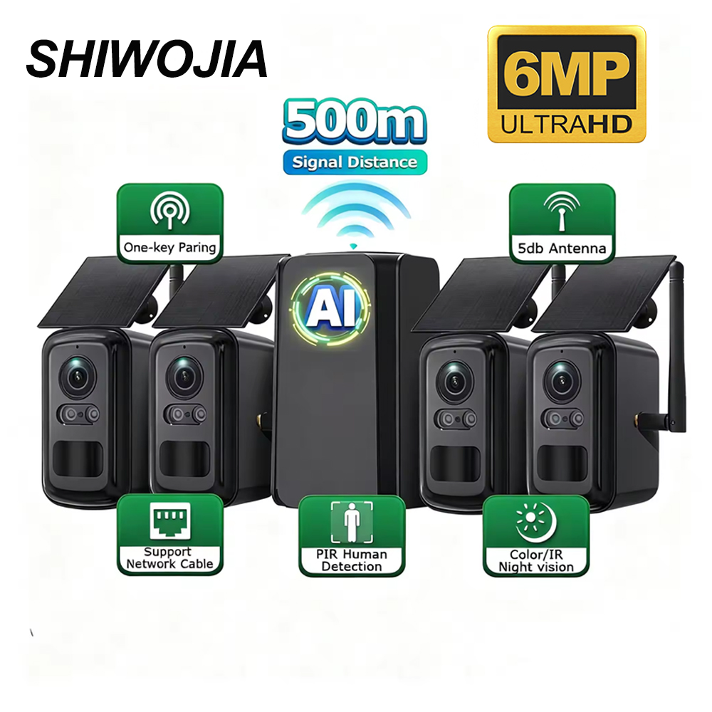 Home Security No Subscription - SHIWOJIA 6MP Solarny System Bezpieczeństwa WIFI