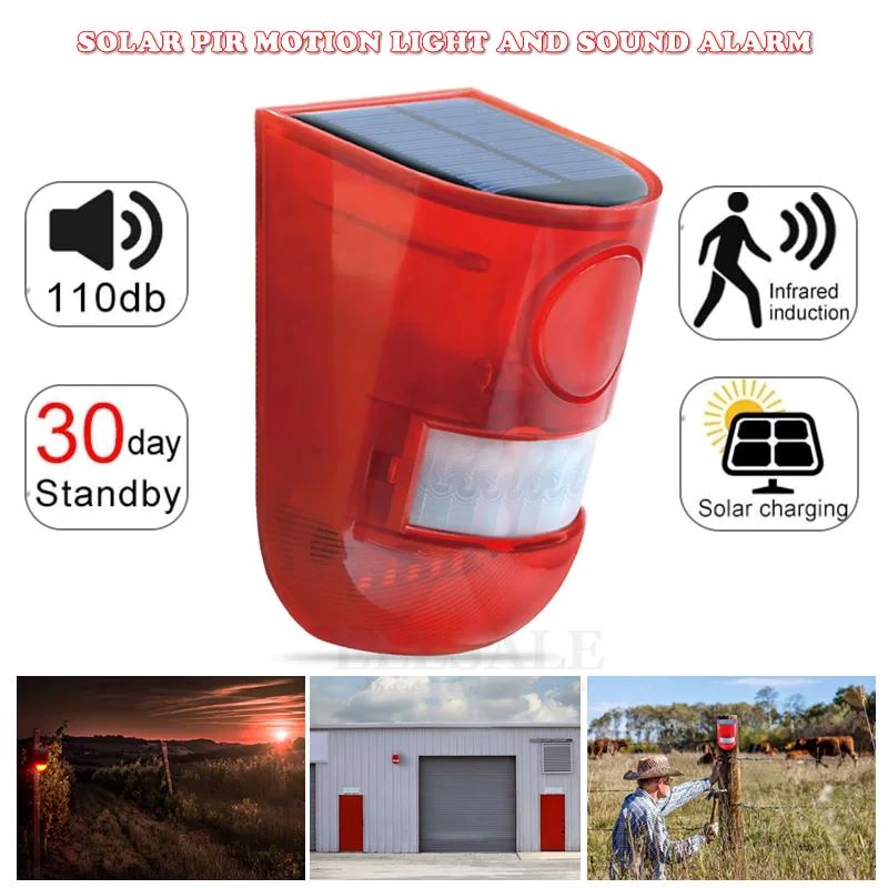 Home Security Blink - Wodoodporna, solarna lampa alarmowa z czujnikiem