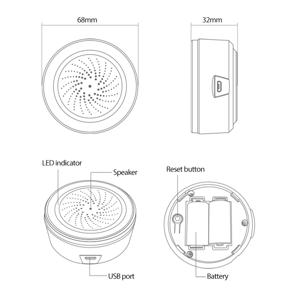 Home Security Siren - Czujnik dźwięku i światła Tuya Zigbee,