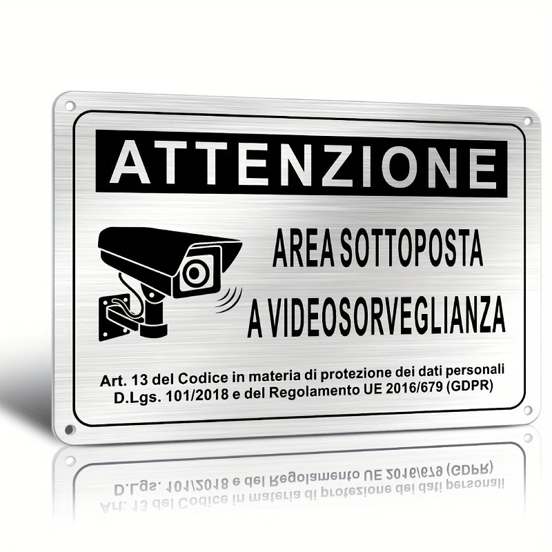 Home Security Police - Włoski znak bezpieczeństwa 20x30cm – Aluminiowy