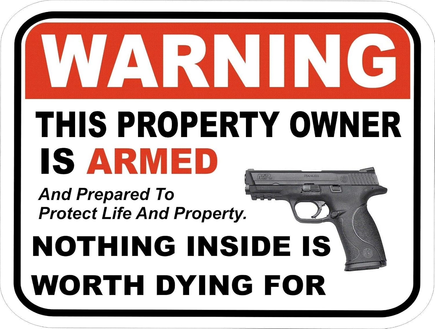 Home Security Gun - Znak ostrzegawczy Eeypy Gun Pistol do