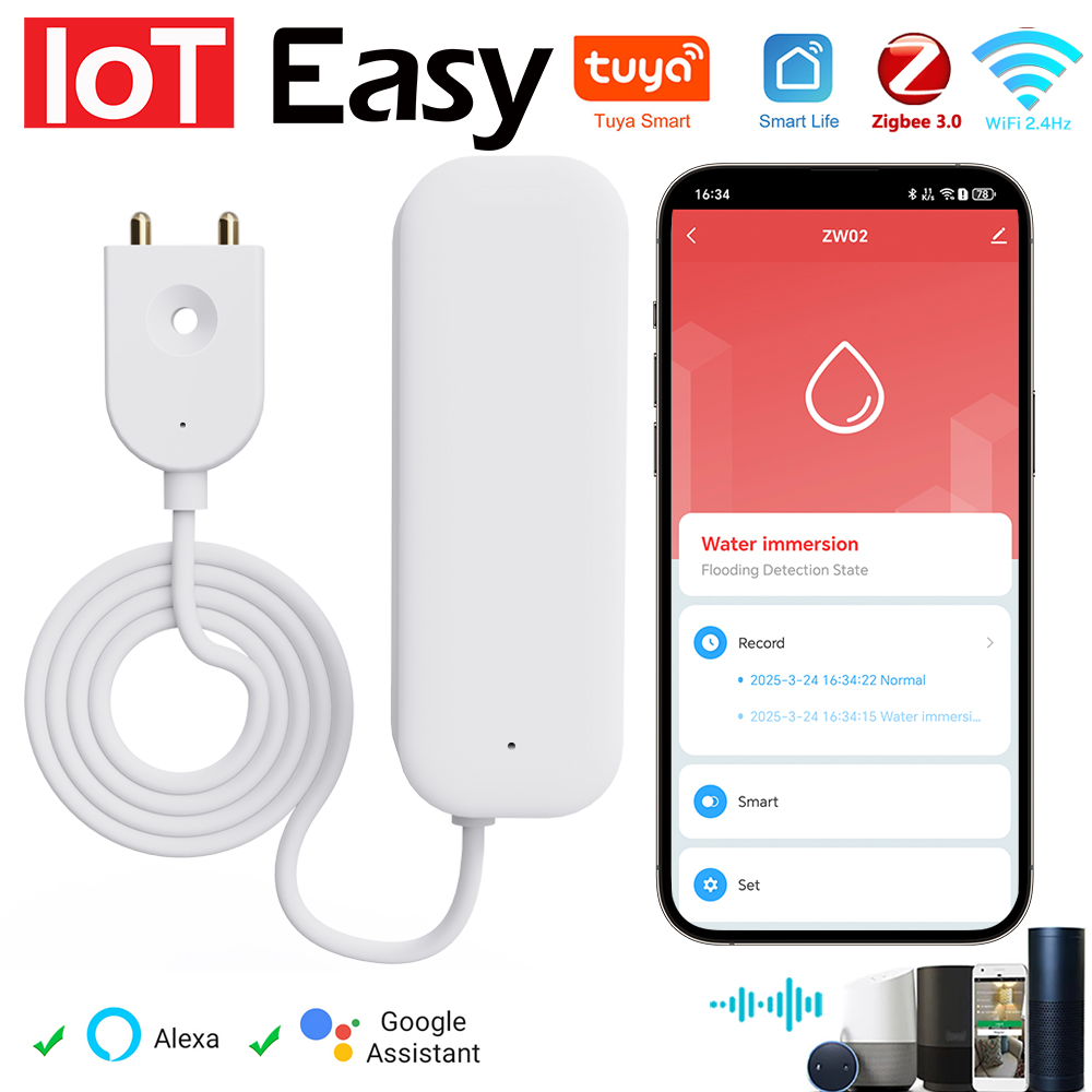 Tuya WiFi ZigBee czujnik wody  – Home Security Device recenzja i cena